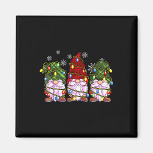 Drie kabouters Buffalo Plaid Rode Kerst Magneet