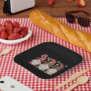 Drie Kabouters Buffalo Plaid Rode Kerst Papieren Bordje