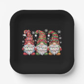 Drie Kabouters Buffalo Plaid Rode Kerst Papieren Bordje (Voorkant)