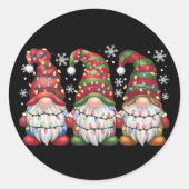 Drie Kabouters Buffalo Plaid Rode Kerst Ronde Sticker (Voorkant)