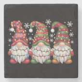 Drie Kabouters Buffalo Plaid Rode Kerst Stenen Onderzetter (Voorkant)