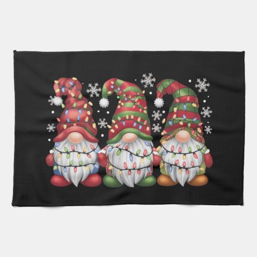 Drie Kabouters Buffalo Plaid Rode Kerst Theedoek (Horizontaal)