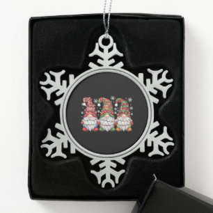 Drie Kabouters Buffalo Plaid Rode Kerst Tin Sneeuwvlok Ornament