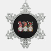 Drie Kabouters Buffalo Plaid Rode Kerst Tin Sneeuwvlok Ornament (Voorkant)