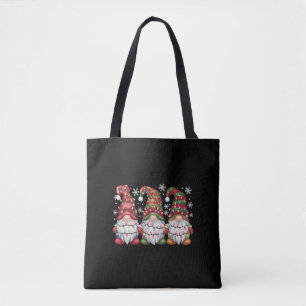 Drie kabouters Buffalo Plaid Rode Kerst Tote Bag