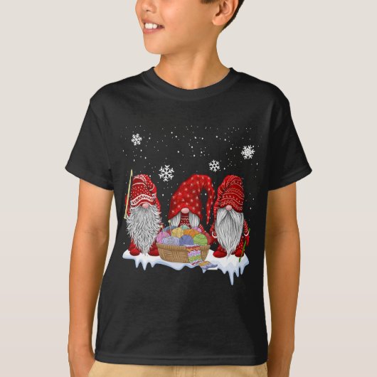 Drie kabouters haken en breien kerstcadeau t-shirt (Voorkant)