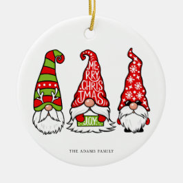 Drie kabouters Illustraties Vrolijk Kerstfeest Keramisch Ornament
