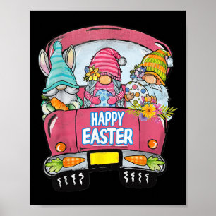 Drie kabouters in Truck Bunny Egg Gelukkige Paasda Poster