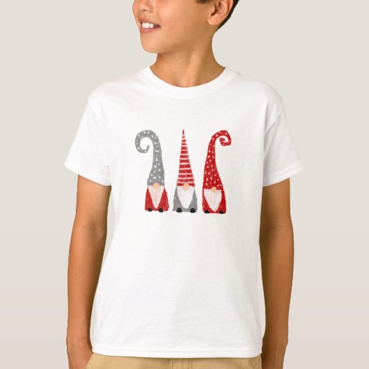 Drie Kabouters Kerst Hand Getekende Vakantie Grapp T-shirt (Voorkant)