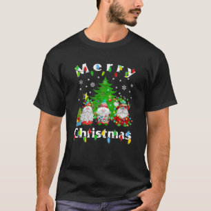 Drie kabouters Merry Christmas Light Tree Gnome Fa T-shirt