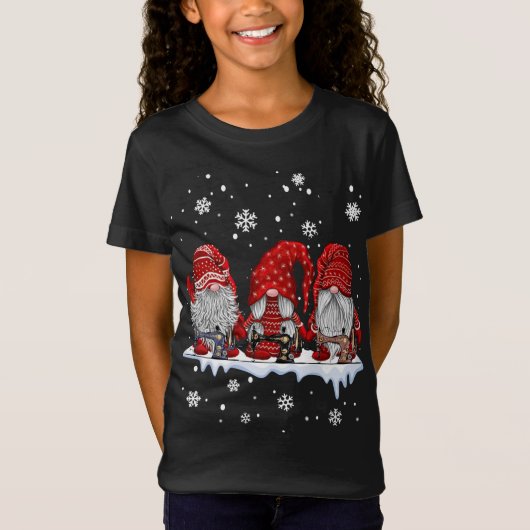 Drie kabouters naaien en quilten kerstcadeau t-shirt (Voorkant)