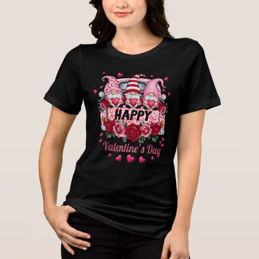 Drie kabouters op Leopard Truck Roos Valentijnsdag Tri-Blend Shirt (Voorkant)