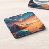 Drie kampeer scènes bier onderzetter (Linkerzijde)