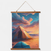 Drie kampeer scènes hangend wandkleed (Voorkant)