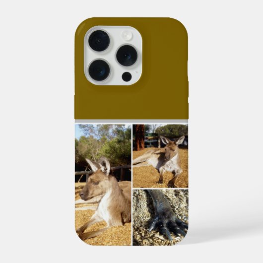 Drie kangoeroe beelden collage, kussen iPhone hoesje (Achterkant)