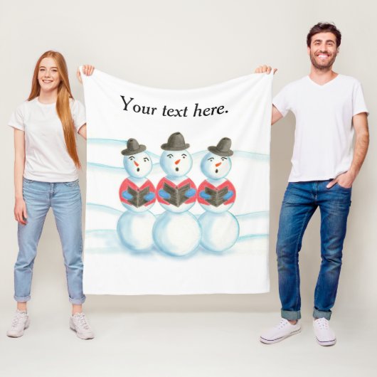 Drie Karoling Sneeuwmannen zingen, Kerstdekens Fleece Deken (In situ)