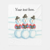 Drie Karoling Sneeuwmannen zingen, Kerstdekens Fleece Deken (Voorkant)