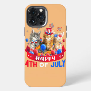 drie kat gelukkige 4 juli ballon liefhebber iPhone 13 pro max hoesje