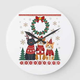 Drie kat grappige kerst kat lelijke kerst trui Mij Grote Klok