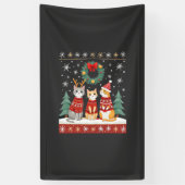 Drie kat grappige kerst kat lelijke kerst trui Mij Spandoek (Verticaal)