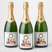 Drie kat grappige kerst kat lelijke kerst trui mij sparkling wijnetiket (Flessen)
