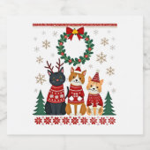 Drie kat grappige kerst kat lelijke kerst trui mij sparkling wijnetiket (Enkel label)