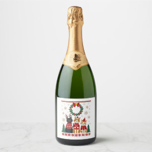 Drie kat grappige kerst kat lelijke kerst trui mij sparkling wijnetiket