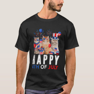 Drie kat Happy 4th van juli Balloon Lover Independ T-shirt