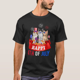 Drie kat Happy 4th van juli Balloon Lover Independ T-shirt