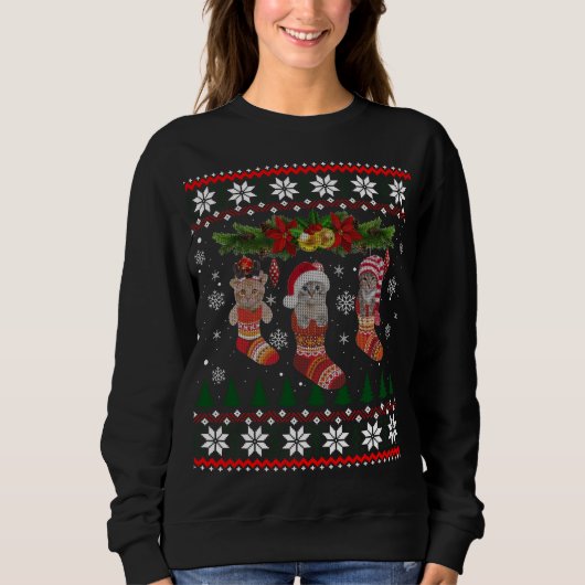 Drie kat in Sock Funny kerstkat lomp sw Trui (Voorkant)