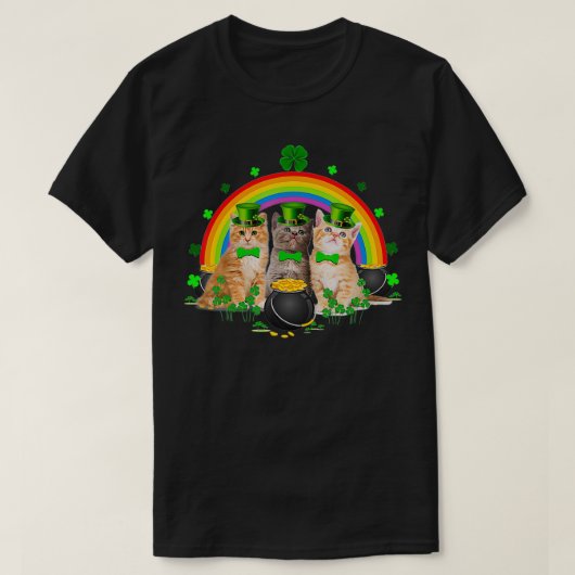 Drie kat-Kat op dag van pleisters Kitten Lover Iri T-shirt (Design voorkant)