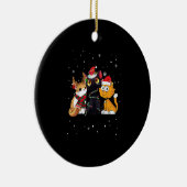Drie kat kerstkerstmis Kat Santa Hat en Ligh Keramisch Ornament (Rechts)