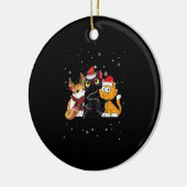 Drie kat kerstkerstmis Kat Santa Hat en Ligh Keramisch Ornament (Links)