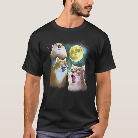 Drie Kat Maan 3 Wolven Grappige Parodie T-shirt (Voorkant)
