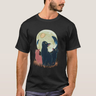 Drie Kat Maan Grappige Luie Dieren Huilende Parodi T-shirt