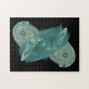 Drie kat-ogen in Zee van Ocean Green Abstract Legpuzzel