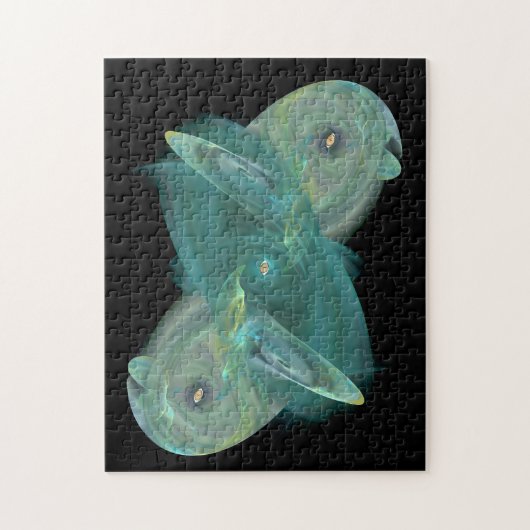 Drie kat-ogen in Zee van Ocean Green Abstract Legpuzzel (Verticaal)