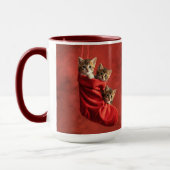 Drie katjes in een Kerstmuts Kerstmug Mok (Links)