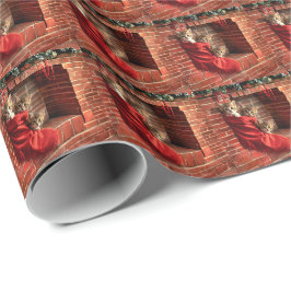 Drie katjes in een Kerstsok Cadeaupapier
