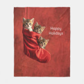 Drie katjes in een Kerstsok Fleece Deken (Voorkant)