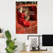Drie katjes in een Kerstsok Poster (Thuiskantoor)