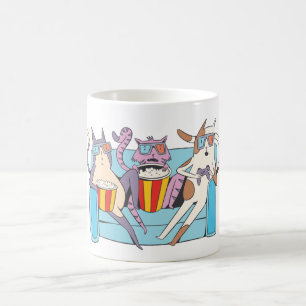 Drie katten 3D-filmliefhebbers Koffiemok