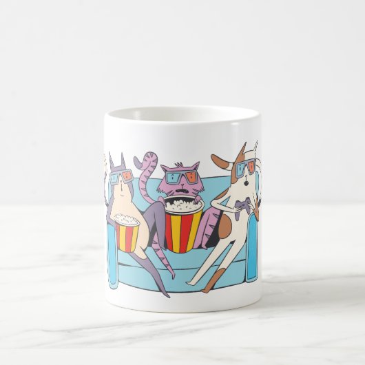 Drie katten 3D-filmliefhebbers Koffiemok (Center)