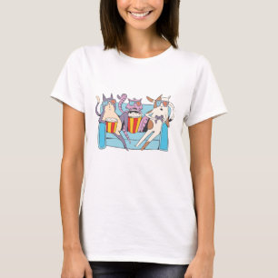 Drie katten 3D-filmliefhebbers T-shirt