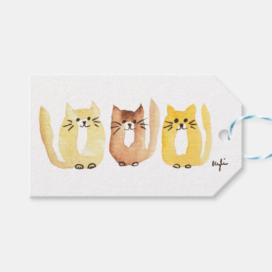 Drie katten cadeaulabel (Voorkant (Horizontaal))