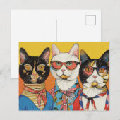 Drie katten dames briefkaart (Voorkant / Achterkant)