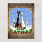 drie katten die je 'Merry Catmas' wensen Briefkaart (Voorkant)