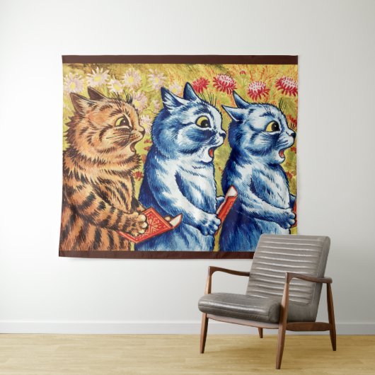 Drie katten die zingen van Louis Wain Wandkleed (In Situ (horizontaal))