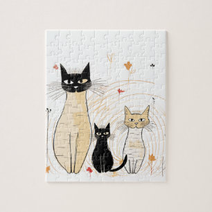 Drie Katten en bloemen puzzel