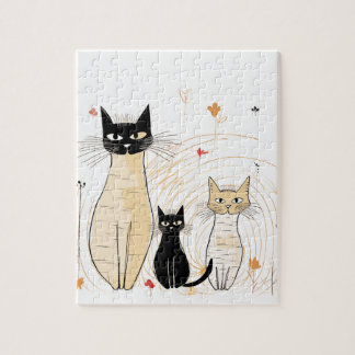 Drie Katten en bloemen puzzel